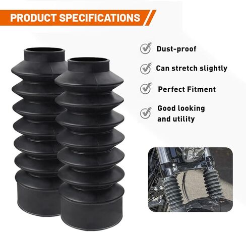 NEWSMARTS Motorcycle 39mm Fork Covers Front Rubber Gaiters Gators Shock Boots for Harley Sportster XL883 1200 / Dyna FXD Powersports Fork Guards in Saudi Arabia