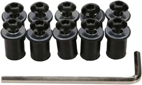 10PCS Motorcycle Windshield Bolts Screws Kit, Aluminum Alloy Motorbike Windscreen Body Mounting Bolts Nuts, Compatible with Motorcycle Cowls Well Nuts Fairing Fasteners Screw (Black) in Saudi Arabia