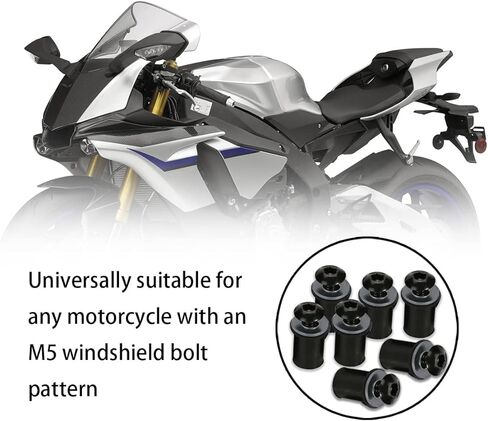 10PCS Motorcycle Windshield Bolts Screws Kit, Aluminum Alloy Motorbike Windscreen Body Mounting Bolts Nuts, Compatible with Motorcycle Cowls Well Nuts Fairing Fasteners Screw (Black) in Saudi Arabia