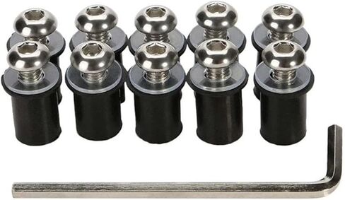 10PCS Motorcycle Windshield Bolts Screws Kit, Aluminum Alloy Motorbike Windscreen Body Mounting Bolts Nuts, Compatible with Motorcycle Cowls Well Nuts Fairing Fasteners Screw (Black) in Saudi Arabia