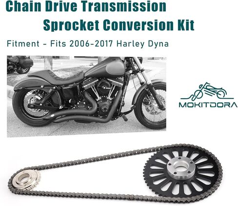 MoKitDora Dyna Softail Belt to Chain Drive Transmission Sprocket Conversion Kit for Harley 2006-2017 Dyna & 2008-up Softail Models, Upgraded in Saudi Arabia