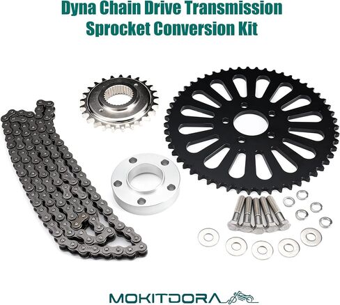 MoKitDora Dyna Softail Belt to Chain Drive Transmission Sprocket Conversion Kit for Harley 2006-2017 Dyna & 2008-up Softail Models, Upgraded in Saudi Arabia