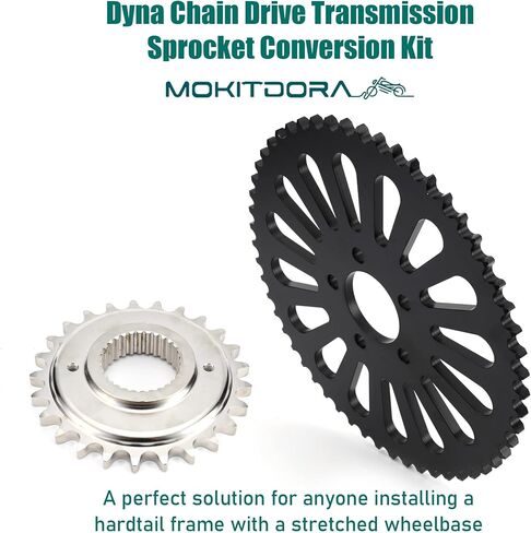 MoKitDora Dyna Softail Belt to Chain Drive Transmission Sprocket Conversion Kit for Harley 2006-2017 Dyna & 2008-up Softail Models, Upgraded in Saudi Arabia