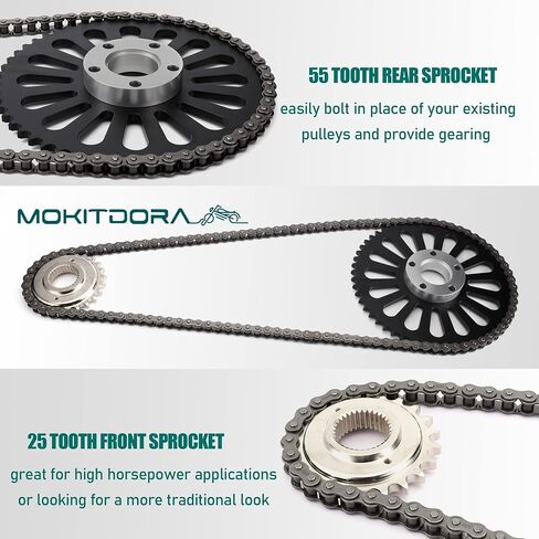 MoKitDora Dyna Softail Belt to Chain Drive Transmission Sprocket Conversion Kit for Harley 2006-2017 Dyna & 2008-up Softail Models, Upgraded in Saudi Arabia