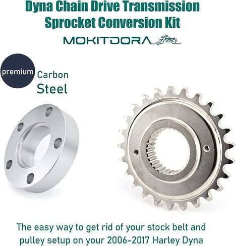 MoKitDora Dyna Softail Belt to Chain Drive Transmission Sprocket Conversion Kit for Harley 2006-2017 Dyna & 2008-up Softail Models, Upgraded in Saudi Arabia