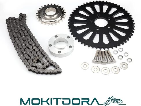 MoKitDora Dyna Softail Belt to Chain Drive Transmission Sprocket Conversion Kit for Harley 2006-2017 Dyna & 2008-up Softail Models, Upgraded in Saudi Arabia