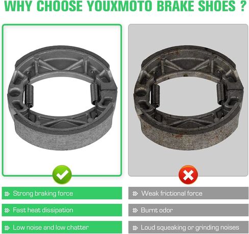 Youxmoto Front Rear Brakes Brake Shoes Drum for Yamaha Grizzly 125 YFM125 2004-2013/ Breeze 125 YFA1 1992-2004/ Raptor 50 YFM50 2004-2008/ Raptor 80 2002-2008/ Badger YFM80 1992-2001 in Saudi Arabia