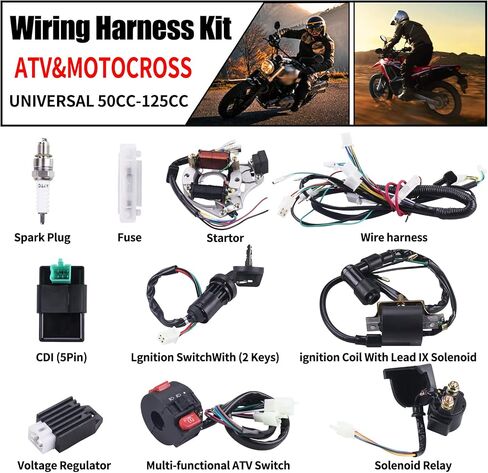 كامل الأسلاك الكهربائية تسخير الملف الثابت CDI الملف اللولبي التتابع متوافق مع 4 السكتة الدماغية ATV KLX 50cc 70cc 110cc 125cc-atv الدراجة الصينية 4 ويلر الذهاب أجزاء الكارت بواسطة OTOHANS AUTOMOTIVE in Kuwait