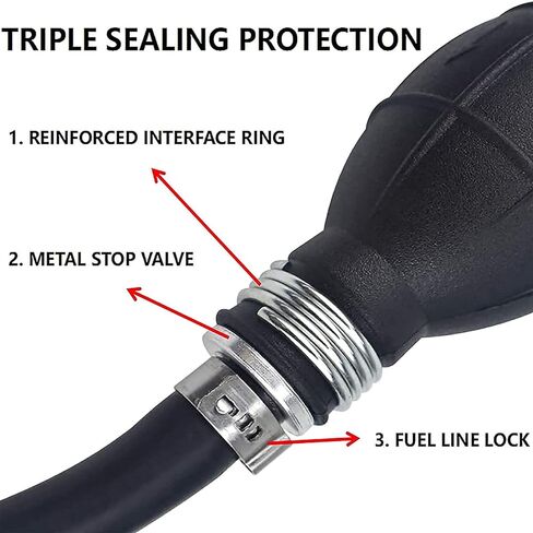 خط الوقود البحري 3/8 بوصة 6FT مع مشابك خرطوم فولاذية لمبة أولية، مجموعة تجميع خط وقود القارب العالمي 3/8 بوصة متوافقة مع خط وقود قوارب ياماها الخارجية RVs والجرارات والقوارب in Kuwait