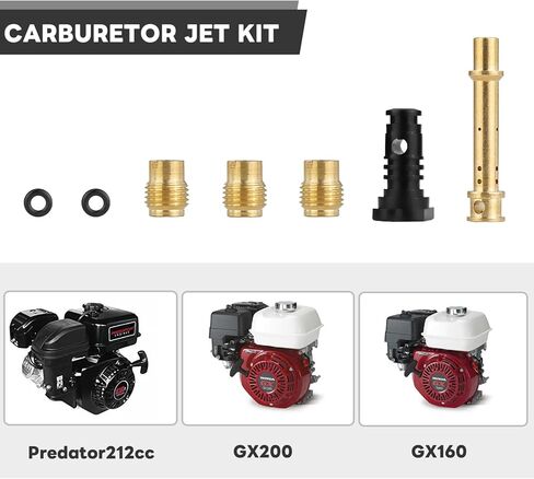 مجموعة نفاثة رئيسية للمكربن ​​لـ Predator 212cc 196cc 6.5hp GX160 GX200 Baja Warrior MB200 CT200U BT200X KT196 أنبوب مستحلب أنبوب منخفض السرعة. 036.037 .038 لدراجة صغيرة بمحرك TrailMaster MB200 Go Kart in Kuwait