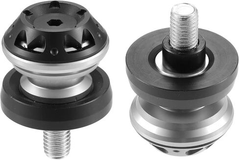 X AUTOHAUX 2 قطعة 10 مللي متر M10x1.5 الفضة لهجة دراجة نارية من سبائك الألومنيوم سوينغ الذراع بكرات المتزلجون حامل in Kuwait