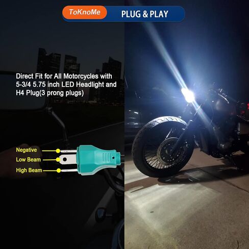 مصباح أمامي LED 5-3/4 5.75 بوصة متوافق مع Harley Davidson Dyna Sportster Iron 883 1200 Low Rider XLH883 Super Glide Softail Custom XLH1200 Forty-Eight SuperLow Street 500 750 (أسود) in Saudi Arabia