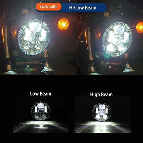 مصباح أمامي LED 5-3/4 5.75 بوصة متوافق مع Harley Davidson Dyna Sportster Iron 883 1200 Low Rider XLH883 Super Glide Softail Custom XLH1200 Forty-Eight SuperLow Street 500 750 (أسود) in Saudi Arabia