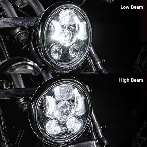 TRUE MODS 5.75 بوصة مصباح أمامي LED Harley لـ Harley Davidson [طلاء الكروم] [HALO DRL] [متوافق مع DOT] مصباح أمامي LED دائري للدراجات النارية Dyna Street Bob Super Wide Glide Low Rider Night Rod Train Softail in Saudi Arabia
