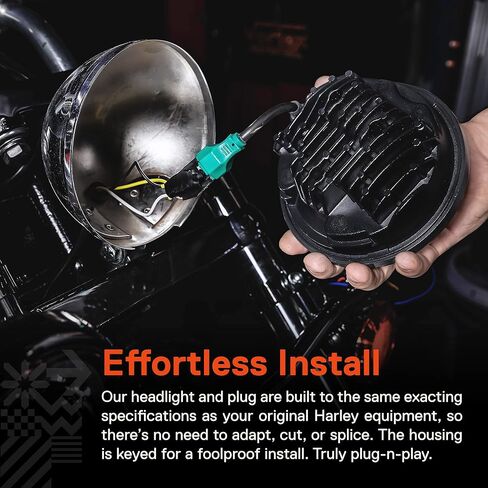 TRUE MODS 5.75 بوصة مصباح أمامي LED Harley لـ Harley Davidson [طلاء الكروم] [HALO DRL] [متوافق مع DOT] مصباح أمامي LED دائري للدراجات النارية Dyna Street Bob Super Wide Glide Low Rider Night Rod Train Softail in Saudi Arabia