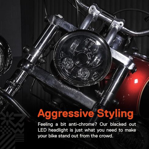TRUE MODS 5.75 بوصة مصباح أمامي LED Harley لـ Harley Davidson [طلاء الكروم] [HALO DRL] [متوافق مع DOT] مصباح أمامي LED دائري للدراجات النارية Dyna Street Bob Super Wide Glide Low Rider Night Rod Train Softail in Saudi Arabia