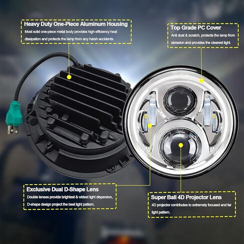 مصباح أمامي LED للدراجة النارية مقاس 7 بوصة مقاس 4.5 بوصة مجموعة مصابيح مرور الضباب متوافقة مع Harley Davidson Fat Boy Street Glide Heritage Softail Road King Switchback Electra Glide Ultra Classic Chrome in Kuwait