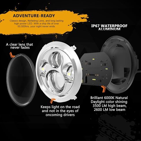 SUNPIE متوافقة مع مجموعة مصابيح الضباب LED للدراجة النارية H_arley مقاس 7 بوصات، متوافقة مع Road King، متوافقة مع Road Glide وStreet Glide وElectra Glide in Kuwait