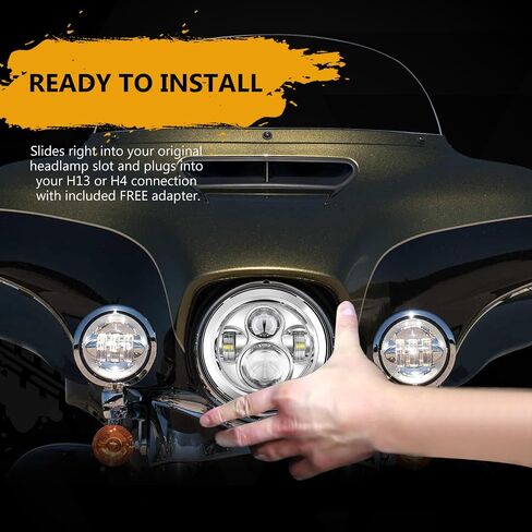 SUNPIE متوافقة مع مجموعة مصابيح الضباب LED للدراجة النارية H_arley مقاس 7 بوصات، متوافقة مع Road King، متوافقة مع Road Glide وStreet Glide وElectra Glide in Kuwait
