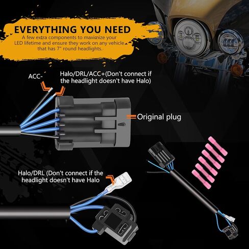 SUNPIE متوافقة مع مجموعة مصابيح الضباب LED للدراجة النارية H_arley مقاس 7 بوصات، متوافقة مع Road King، متوافقة مع Road Glide وStreet Glide وElectra Glide in Kuwait