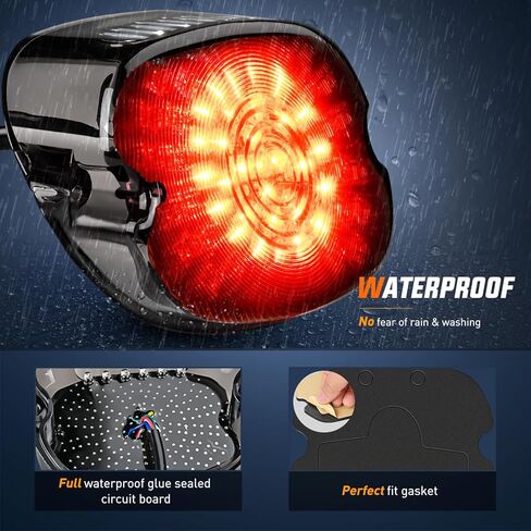 Nilight LED ضوء الذيل دراجة نارية الفرامل بدوره إشارة لوحة ترخيص القيادة الضوء الخلفي التوصيل المدخن والتشغيل لـ Harley Davidson Dyna Sportster 883 1200 Road King Glide Electra Heritage، ضمان لمدة عامين in Kuwait