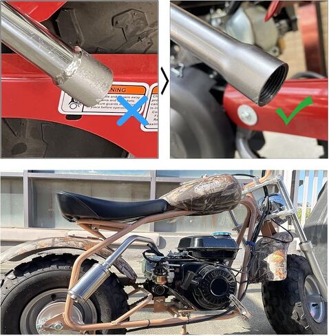 Upgrade Exhaust Pipe With Female Threaded For Coleman Powersports CT200U,CT200U-EX,BT200X,For Predator 212cc 196cc Go Kart& Mini Bike, For Honda GX160,GX200 Sliver in Kuwait