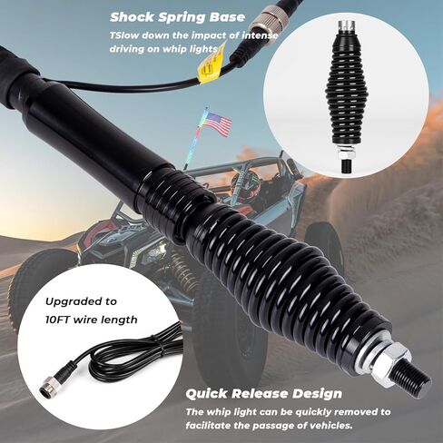 2 قطعة 3ft LED أضواء السوط مع بلوتوث وجهاز التحكم عن بعد دوامة RGB مطاردة ضوء الطرق الوعرة 360 درجة تصاعد حلم ملفوفة السياط الرقص in Kuwait