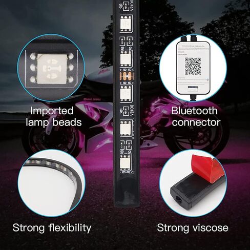 Kairiyard 12 قطعة دراجة نارية LED Underglow Kit، التحكم في التطبيق متعدد الألوان للدراجات النارية Underglow LED مجموعة إضاءة مزامنة الموسيقى RGB شرائط ضوء مقاومة للماء لهارلي ديفيدسون هوندا كاواساكي سوزوكي in Saudi Arabia