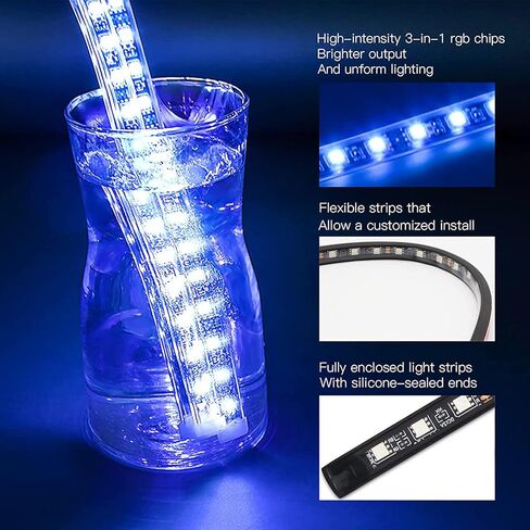 Kairiyard 12 قطعة دراجة نارية LED Underglow Kit، التحكم في التطبيق متعدد الألوان للدراجات النارية Underglow LED مجموعة إضاءة مزامنة الموسيقى RGB شرائط ضوء مقاومة للماء لهارلي ديفيدسون هوندا كاواساكي سوزوكي in Saudi Arabia