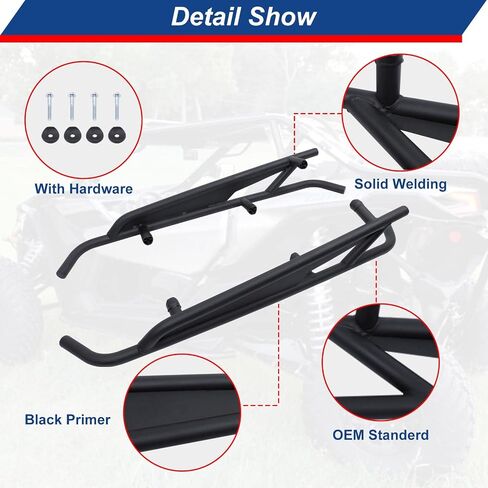 ELITEWILL X3 Rock Sliders Nerf Bars Kit OEM Style 2-Doors Tree Kickers متوافق مع Can Am Maverick X3 / Turbo/R 2017-2022 يستبدل OEM #715003438 وOEM #715002963 - أسود غير لامع in Saudi Arabia