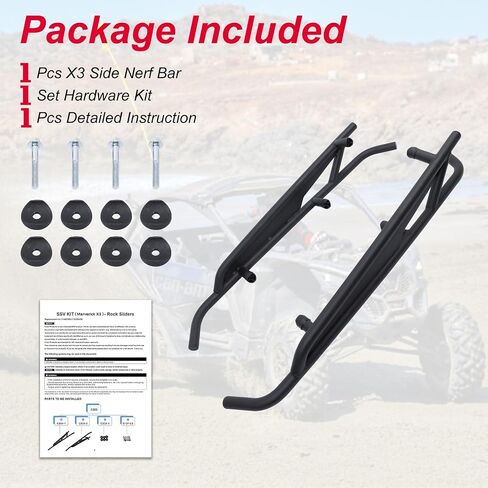 ELITEWILL X3 Rock Sliders Nerf Bars Kit OEM Style 2-Doors Tree Kickers متوافق مع Can Am Maverick X3 / Turbo/R 2017-2022 يستبدل OEM #715003438 وOEM #715002963 - أسود غير لامع in Saudi Arabia