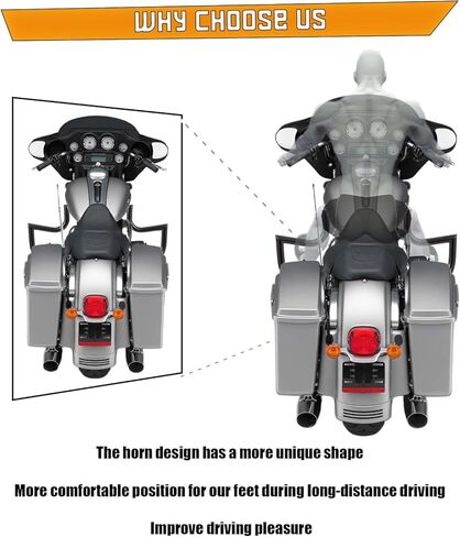 قضيب الطريق السريع لمحرك Crash Bar لدراجات Harley Davidson Touring Road Glide Road King Street Glide Electra Glide CVO وTrike موديلات 09-23 (أسود) in Saudi Arabia