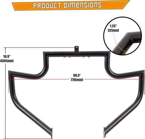 قضيب الطريق السريع لمحرك Crash Bar لدراجات Harley Davidson Touring Road Glide Road King Street Glide Electra Glide CVO وTrike موديلات 09-23 (أسود) in Saudi Arabia