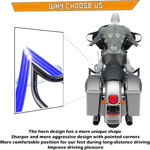 قضيب الطريق السريع لمحرك Crash Bar لدراجات Harley Davidson Touring Road Glide Road King Street Glide Electra Glide CVO وTrike موديلات 09-23 (أسود) in Saudi Arabia