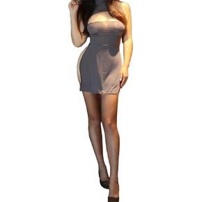 Women's Sexy Club Bodycon Sleeveless Cosplay Lingerie Anime Silk Nightgown High split Cheongsam Dress Free Size