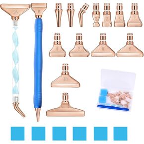 DoreenBow Purple Diamond Art Painting Pen Colorful Stainless Steel Metal Pen Tips Multi Placer Tips 5D Diamond Art Painting Accessories Pens with 6 Clay