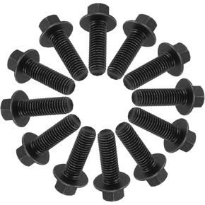 Car Exhaust Manifold Bolts for GM LS LT Series Engine/Inner/Durable Alloy Steel / 12 Pcs Black