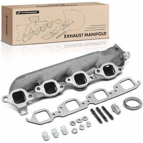 A-Premium Left Exhaust Manifold Kit W/Gaskets, Studs, Nuts, Washers, Springs, Bolt, Heat Shield [8Cyl 7.4L] Compatible with Chevy & GMC Models - Express Savana 3500 C2500 K2500 Suburban K3500 & More