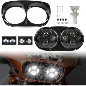 Dual LED Headlight for Road Glide 04-13, LED Head Light Headlamp Front Lamp Kit with High Low Beam for Harley Road Glide 2004-2013 Accessories