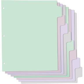 Y YOMA Colored 3 Ring Binder Dividers with Tabs Letter Size Paper Binder Tabs Page Dividers Cute Decorative Binder Index Dividers for Office School Home with 1/8-Cut Tabs, Classic Color(8 Sheet)