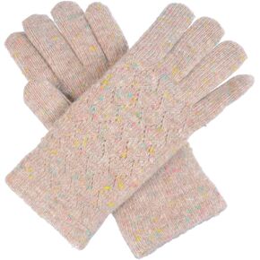 Be Your Own Style BYOS Women Winter Diamond Pattern Ultra Warm Soft Plush Faux Fur Fleece Lined Knit Gloves