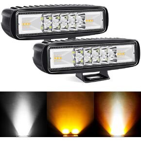 6 Inch White & Green Led Pods Light Bar, Combo Beam Strobe Driving Light, 12V 24V Motorcycle Pickup ATV Truck Tractor Work Auxiliary Spot Fog Lights (Pack of 2)