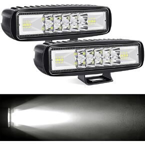 6 Inch White & Green Led Pods Light Bar, Combo Beam Strobe Driving Light, 12V 24V Motorcycle Pickup ATV Truck Tractor Work Auxiliary Spot Fog Lights (Pack of 2)