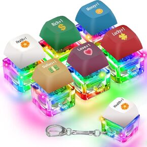TZTZBO 6 PCS Keyboard Keychain Fidget Toys, Removable Carabiner Keychain Clip Keycap Toy Clicker Keychain Buttons Finger Decompression Toy for Adult & Adolescent Students to Relieve Stress