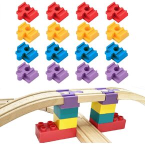 Wooden Train Track Accessories, 40 pcs Wooden Track Connector, Compatible with All Major Brands Wood Train Track, Christmas Birthday Gift for Boys Girls, Train Toys Expansion Pack for Kids Ages 3+