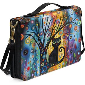 Bible Cover for Women Girls, Leather Bible Carrying Case with Strap, Lightweight Bible Tote Bag for School Church