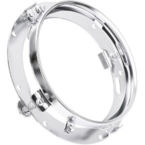 7" LED Headlight Ring Mounting Bracket - Round Adapter Bracket Motor - for Harley Street Glide Road King Electra Glide Motorcycle Head Light Mount (Silver, 7")