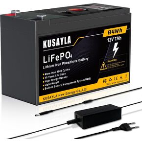LiFePO4 Lithium Battery, 12.8V 7Ah Rechargeable Batteries 4,000+ Deep Cycle Life with BMS for Solar System Home Energy Storage,RV, Home Alarm System,Scooters,Emergency Lighting