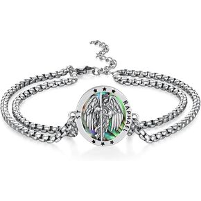Archangel Raphael Bracelet 925 Sterling Silver St Raphael The Archangel Bracelet Archangel Saint Protection Medal Jewelry Gift for Men Women