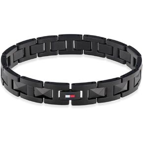 Tommy Hilfiger Men's Jewelry - Stainless Steel Link Bracelet, Fold Over Clasp - Adjustable/Self Sizing - Classic, Everyday Style - Gift for Him